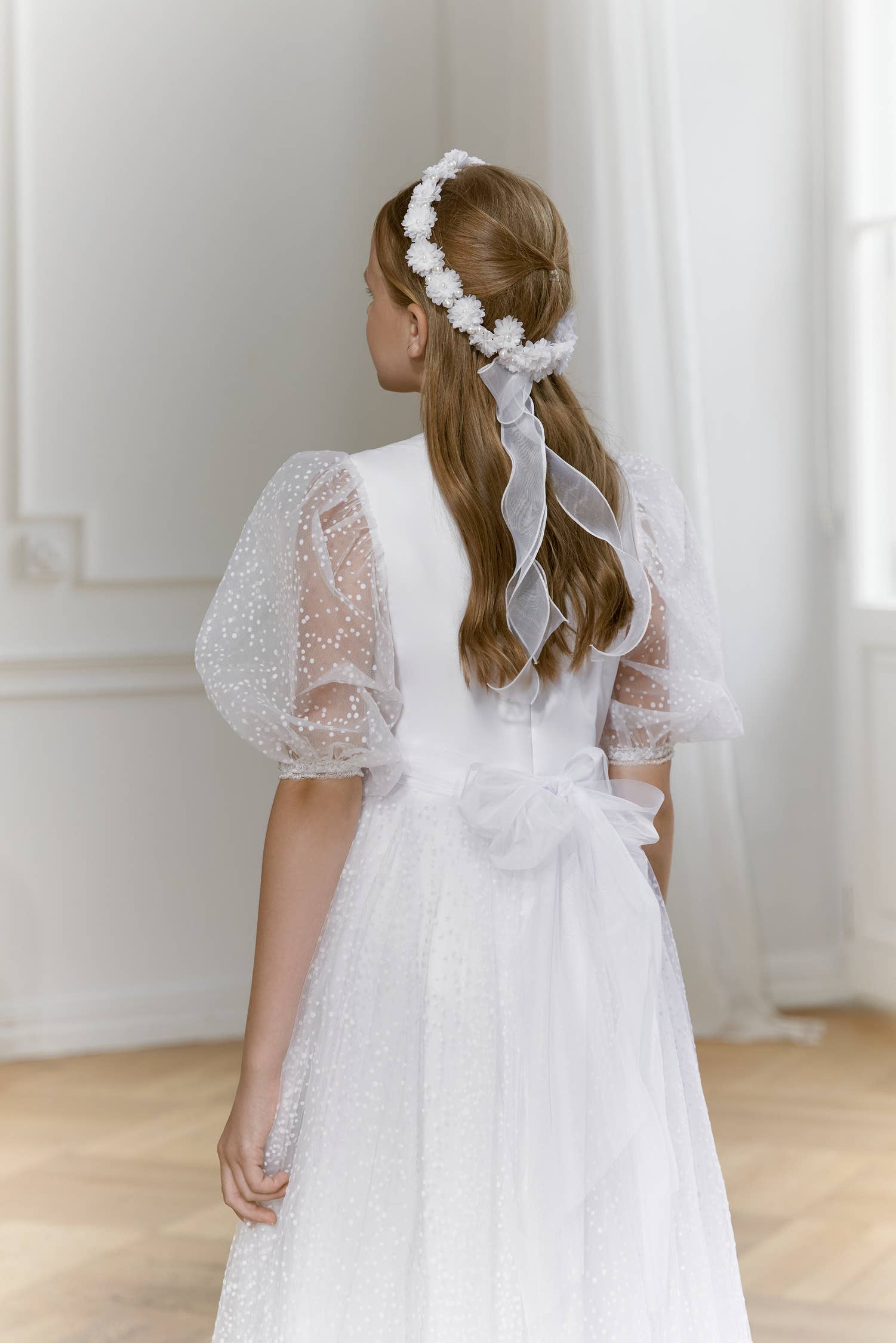 Duber Communion Dresses - Wholesale Dress - Kids - Barbara Communion Dress – Elegant Satin with Tulle Detailin2