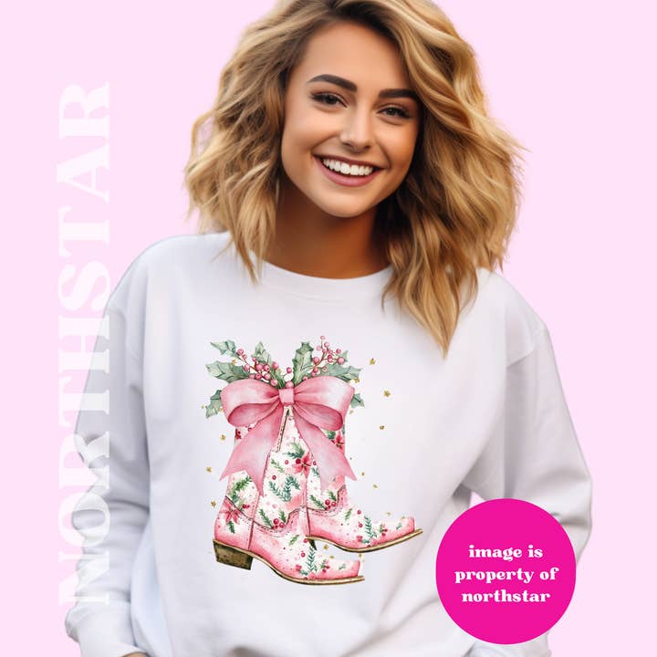 Weihnachts-Sweatshirt mit Cowgirl-Stiefeln für den Großhandel von Northstar