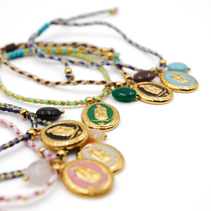 Set of 6 cord bracelets with madonnas - FRIDA for wholesale by L'Atelier des Dames