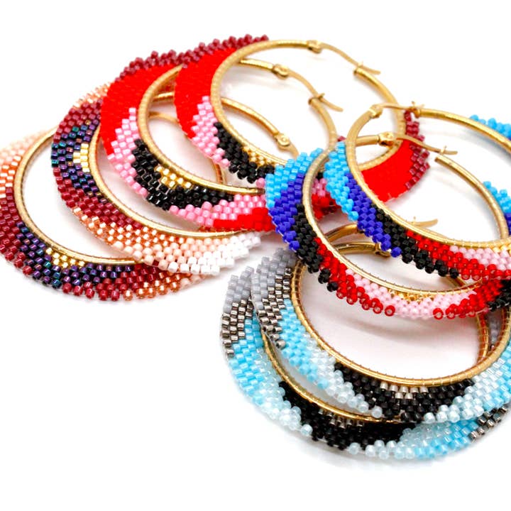 LIZOU – Brincos de argola por atacado – Brincos Retro Miyuki Seed Bead Hoop - Coleção Seeds2