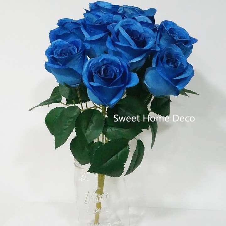 Sweet Home Deco – wholesale Artificial flowers – 16'' Silk Rose Artificial Flower Bouquet (12 stem/12 flower)