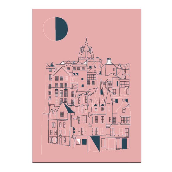Jenni Douglas Designs – wholesale Everyday greeting card – Edinburgh Old Town Card with Bookmark Back0
