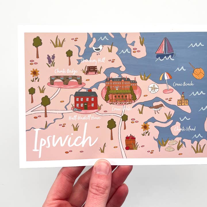 Ipswich, MA Map Print for wholesale by Keegsie Designs