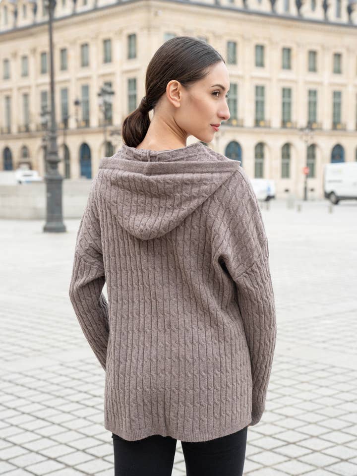 ORNELLA PARIS - Wholesale Knit Sweater - Women's - LEL-P8730 ribbed sweater with hood17