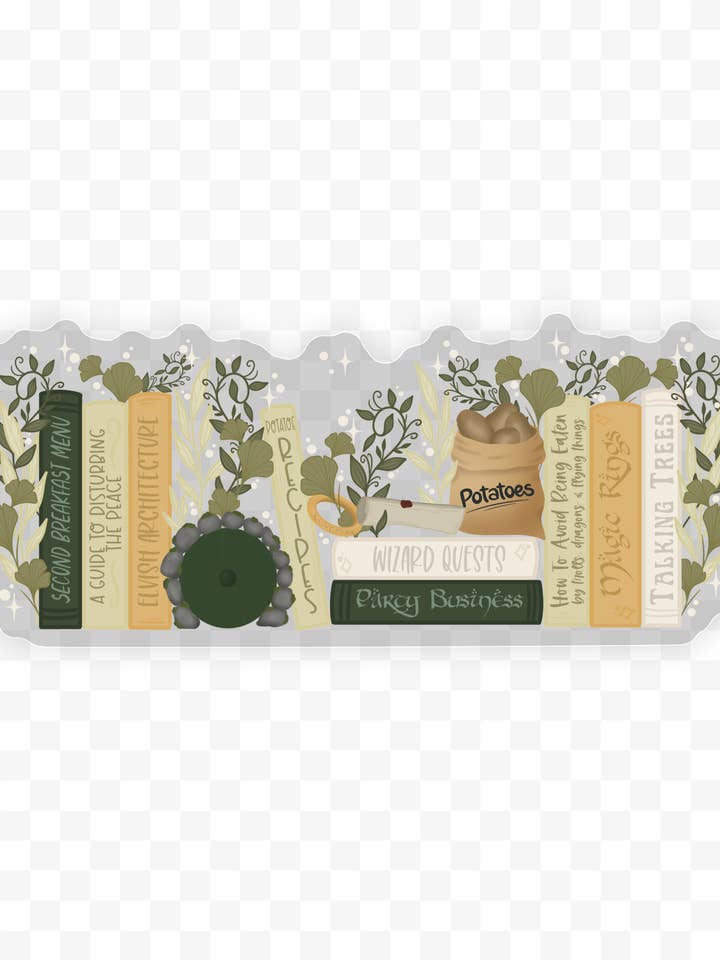 The Shire Bookshelf Waterproof Sticker for wholesale by Meaggie Moos