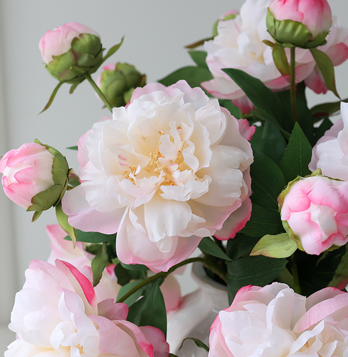 Sweet Home Deco - Wholesale Artificial Flowers - 26''T Silk Artificial Peony Spray, Spring Blooming Peonies 10