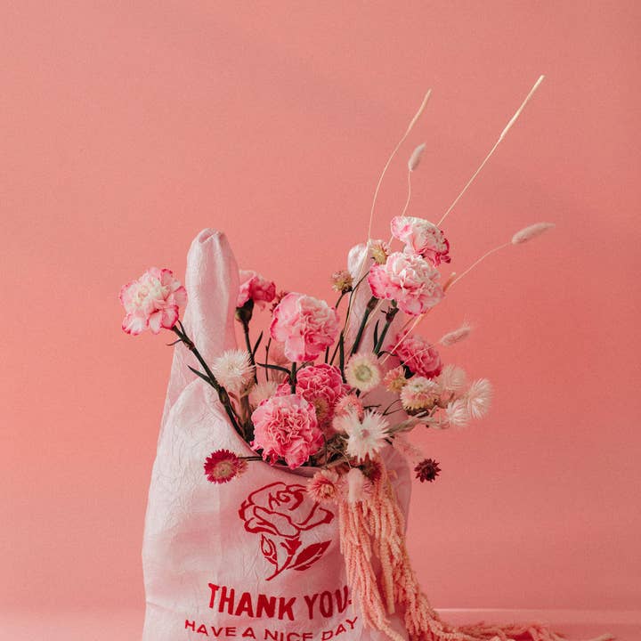 OPEN EDITIONS - Wholesale Grocery/Shopping Bag - Thank You Tote // Rose on Pink // Lauren DiCioccio16