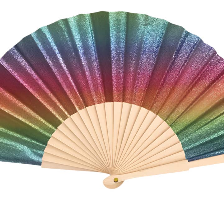 Regenboog glinsterende waaier van 23 cm voor wholesale door Fantastico Fans