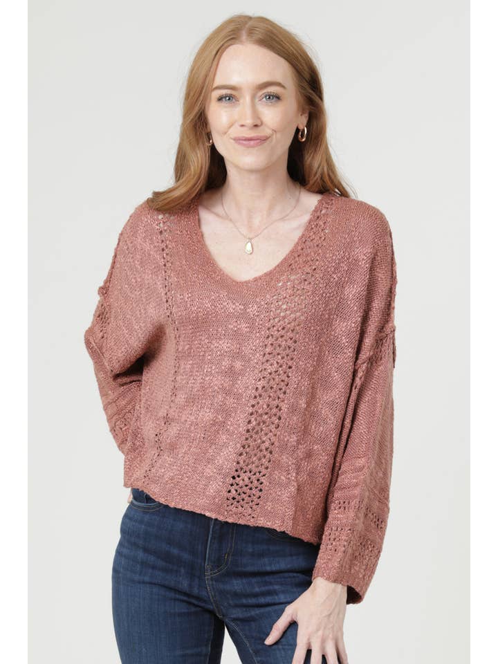 ANGIE - Vendita all'ingrosso Maglione tricot - Donna - Maglione leggero crop con scollo a V dallo stile beachy3