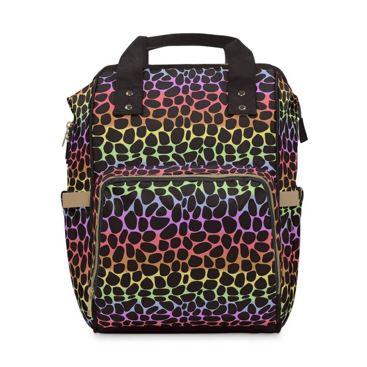 Rainbow Leopard Print Multi-Function Baby Changing Bag for wholesale by Green Cheeks
