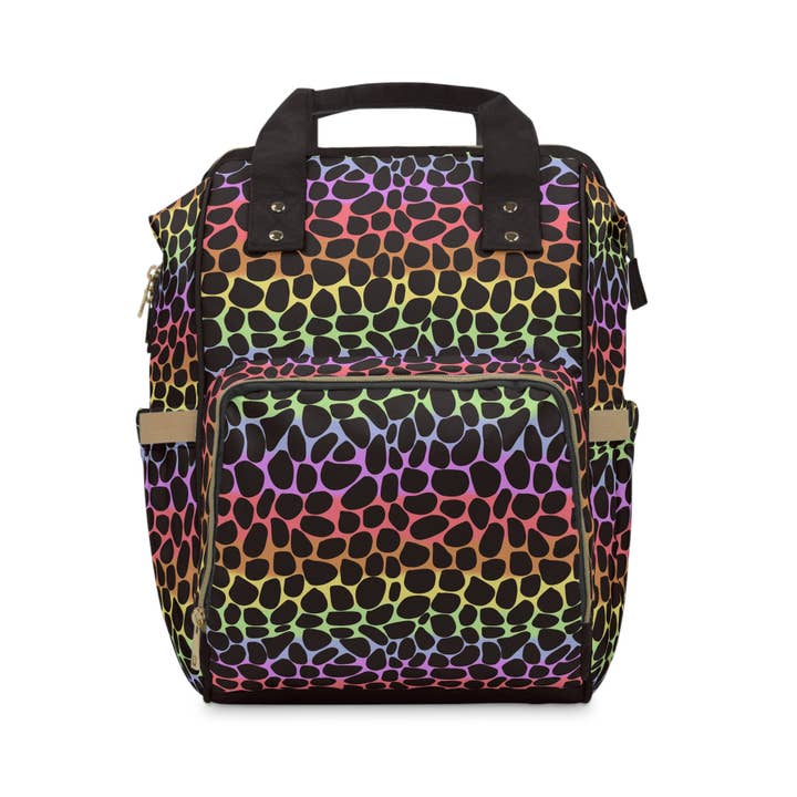 Rainbow Leopard Print Multi-Function Baby Changing Bag for wholesale by Green Cheeks