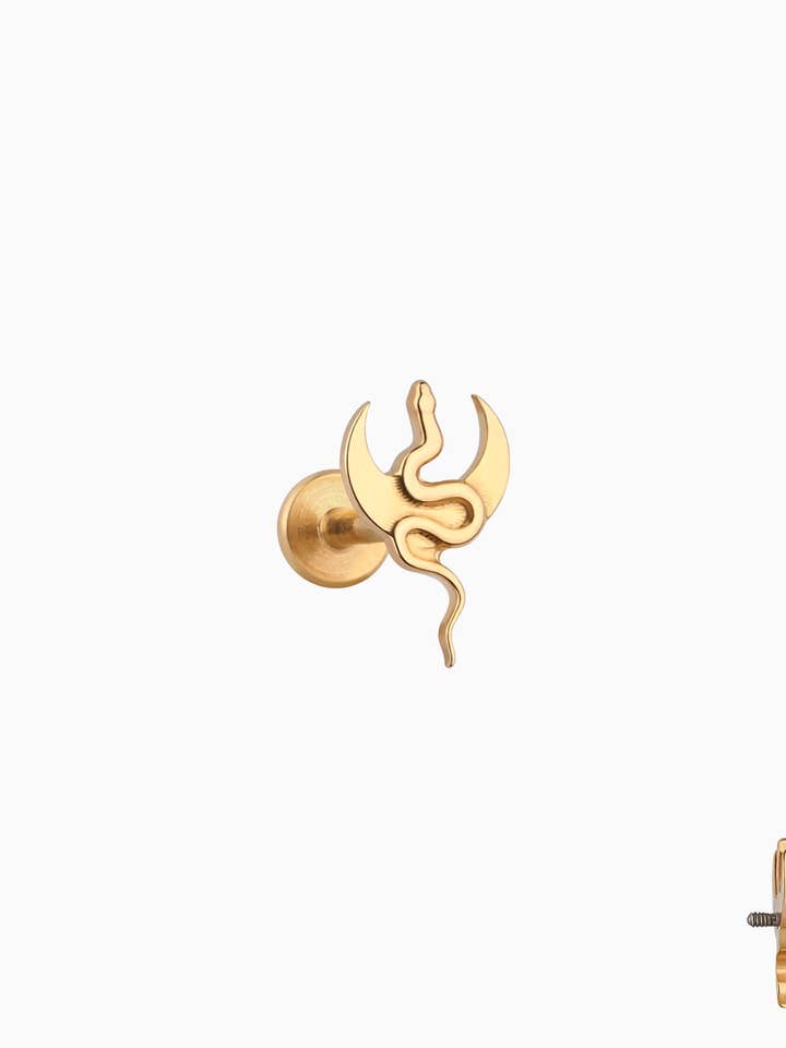 Titanium Moon Snake Stud for wholesale by oumo jewelry