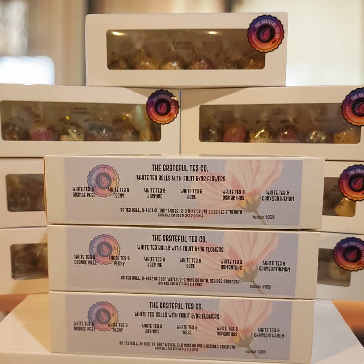 The Grateful Tea Co - Wholesale Tea Bags - White Tea Balls w/ Fruit and/or Flowers (6-Pack, 1 of Each)