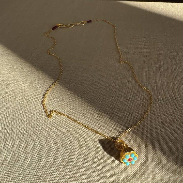 Halskette - Kleine Blume Türkis & Koralle für den Großhandel von Roseparo