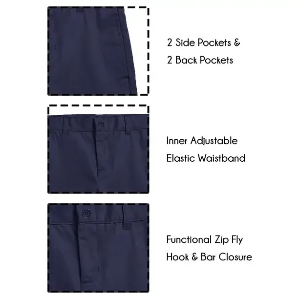 Galaxy By Harvic - Wholesale Shorts - Kids - Boy's Stretch Slim Fit School Uniform Twill Shorts7