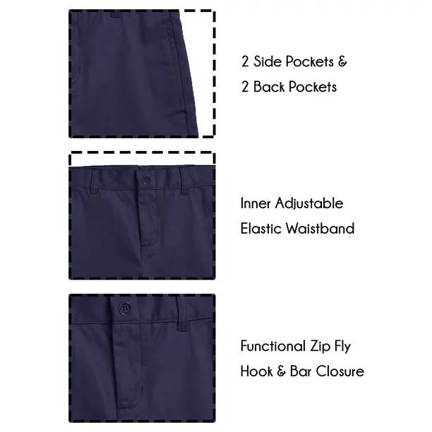 Galaxy By Harvic - Wholesale Shorts - Kids - Boy's Stretch Slim Fit School Uniform Twill Shorts7