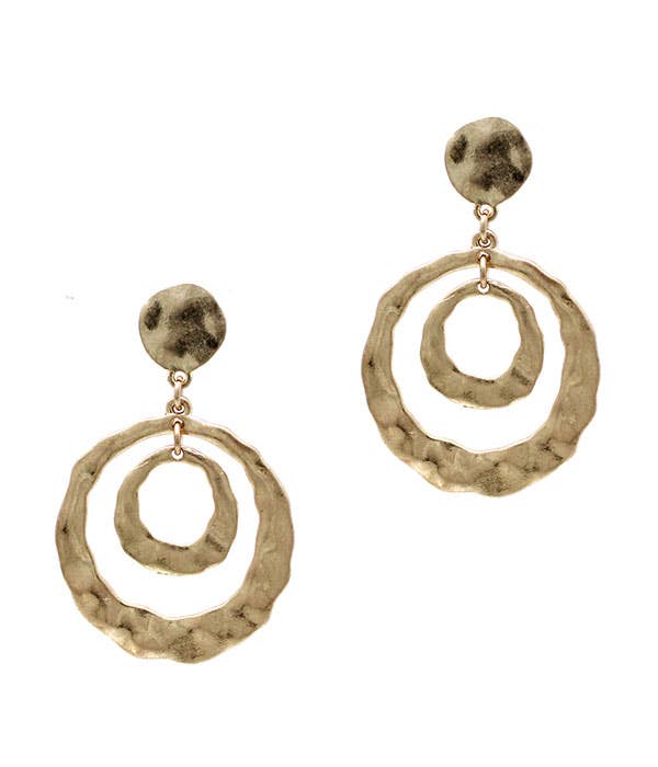 Jewelry Max - Wholesale Dangle Earrings - ( G511 )  HAMMERED DOUBLE HOOP DROP EARRING0