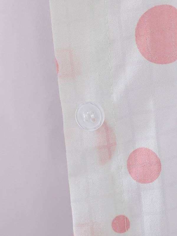 VividLux - Wholesale Button Down Shirt - Women's - Long Sleeves Loose Polka-Dot Lapel Shirts Tops8