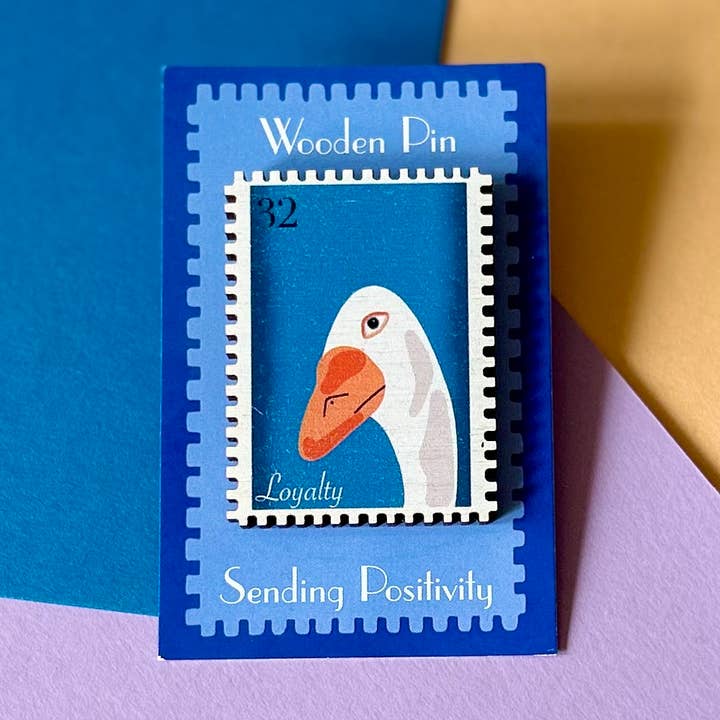 Loyalty Wooden Stamp Pin for wholesale by Bird Stamp Designs