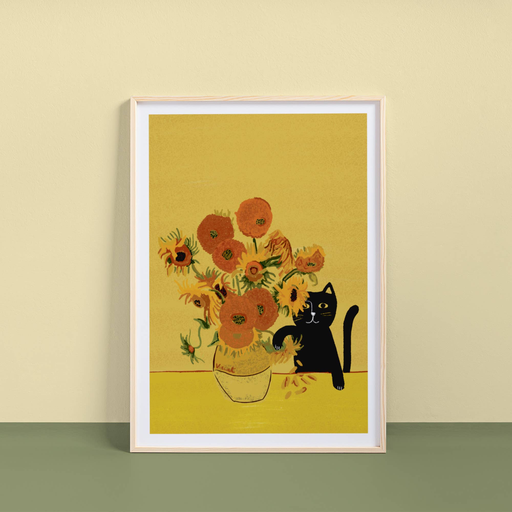 Niaski (USA DUTIES PAID) - Wholesale Art Print - Sunflower Cat Art Print