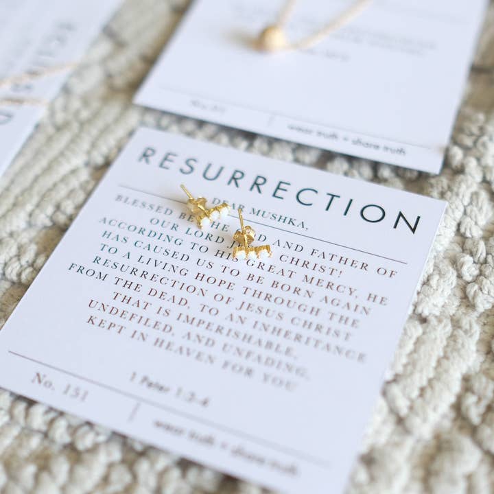 Dear Mushka - Wholesale Stud/Post Earrings - RESURRECTION · 1 PETER 1:3-45