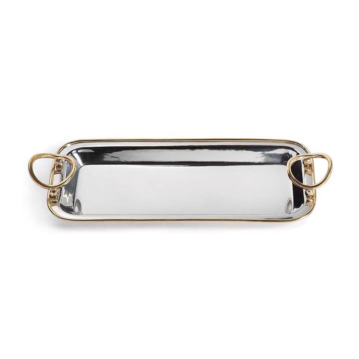 Zodax - Wholesale Serving Tray - Polished Nickel and Gold Precious Tray