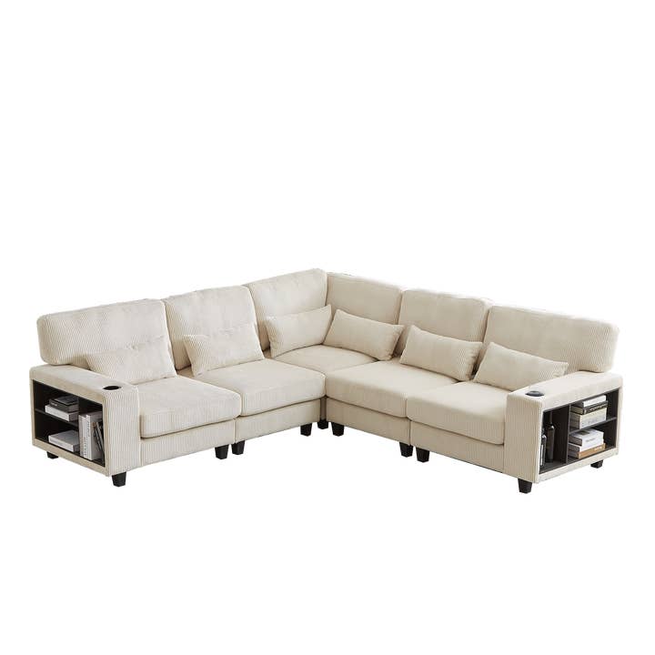 39F Inc. - Wholesale Sofa - Modular Corduroy L-Shaped Sectional Sofa with Storage,4Color20