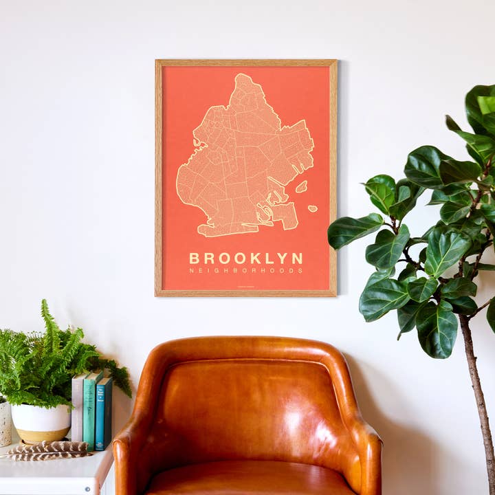Brooklyn, NY Neighborhood City Map Poster for wholesale by Native Maps