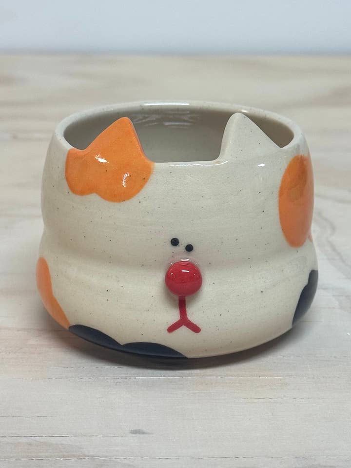 Calico Cat Plant Pot (MADE TO ORDER- Read Description!) for wholesale by Rolly Poly Studios