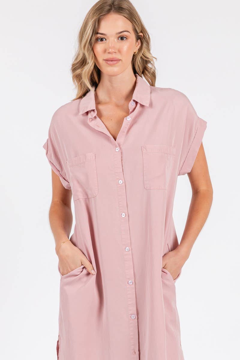 ZiA Apparel - Wholesale Jurk - Dames - Maxi spijkerjurk met korte mouwen en overhemdstijl17