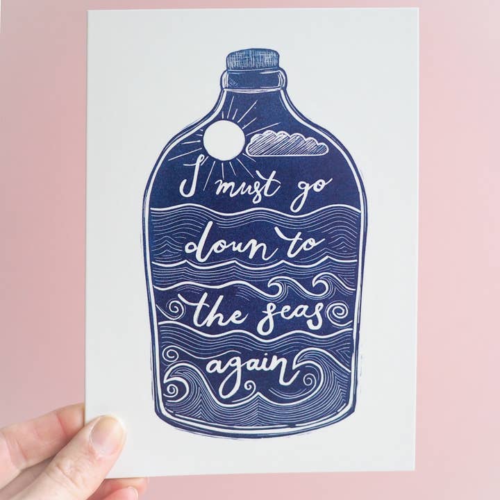 The Black Pug Press - Wholesale Everyday Greeting Card - I Must Go Down to the Seas Again Greetings Card