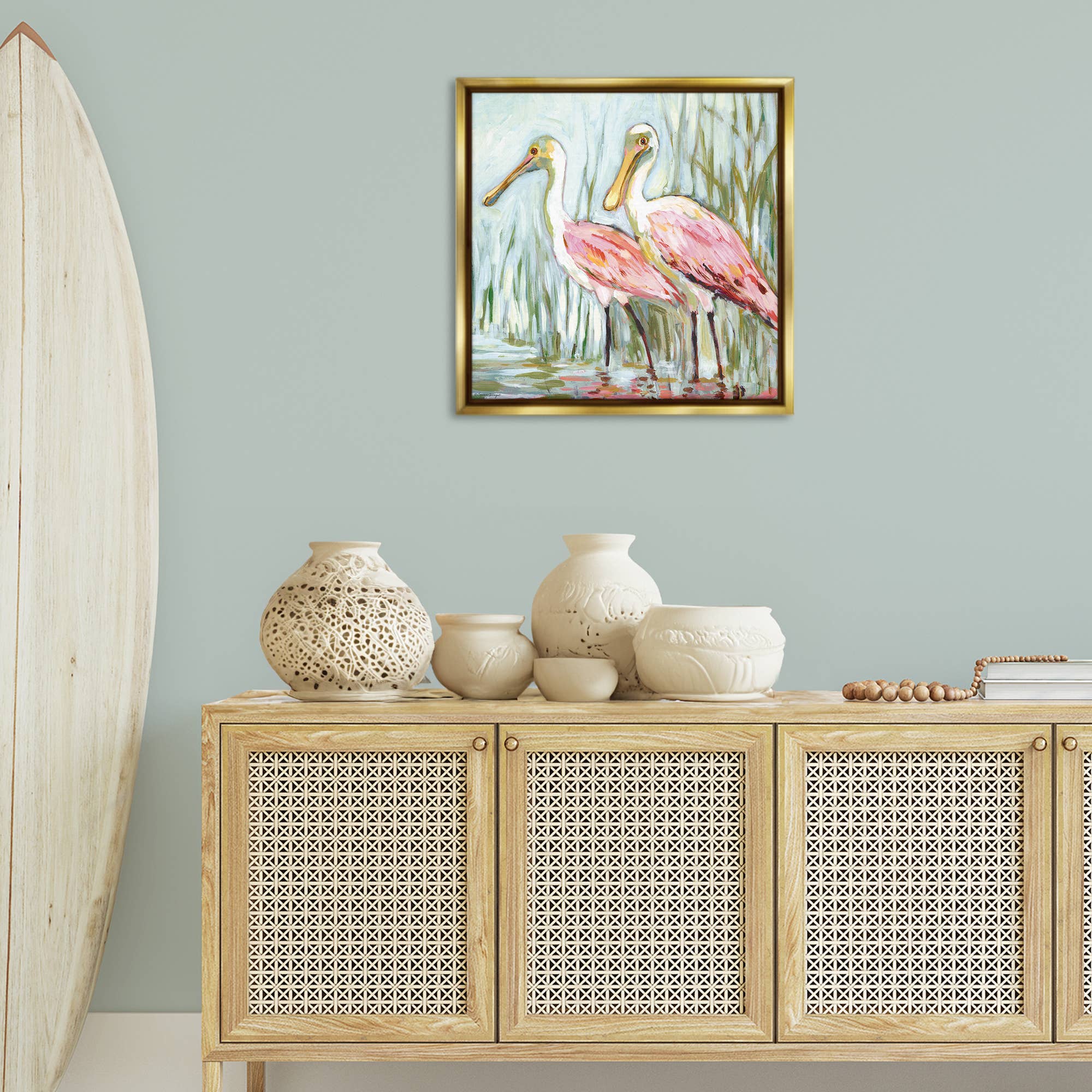 Stupell Industries - Wholesale Canvas Art - Spoonbill Birds Pair Floating Frame18