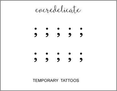 encredelicate - Wholesale Tijdelijke tattoo - tijdelijke tatoeage met zwarte puntkomma (verpakking van 10)1