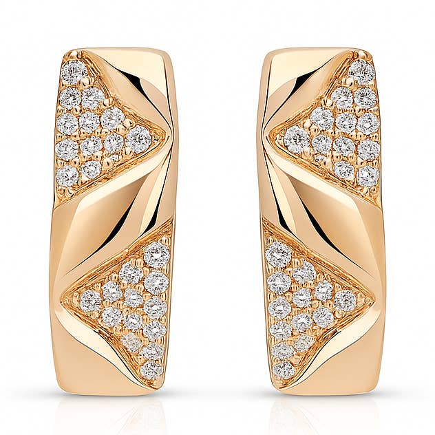 Orecchini a cerchio placcati in oro rosa con zirconi cubici per la vendita all'ingrosso da parte di Sedy Jewelry