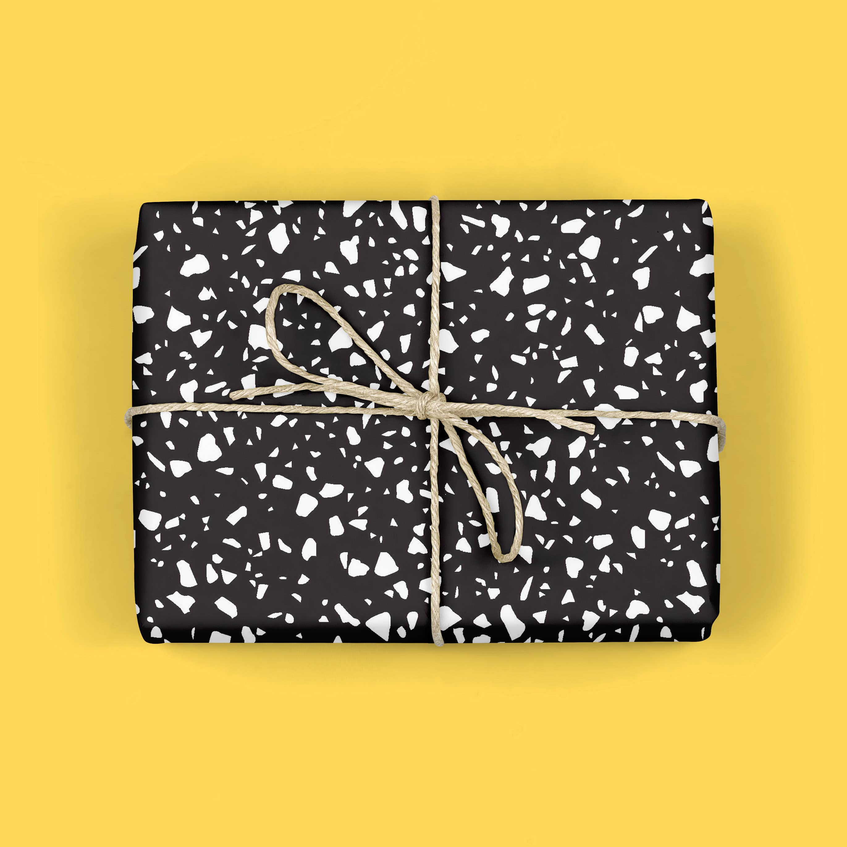 MELLOWWORKS - Wholesale Wrapping Paper Roll - BLACK TERRAZZO Gift Wrap (ROLL)