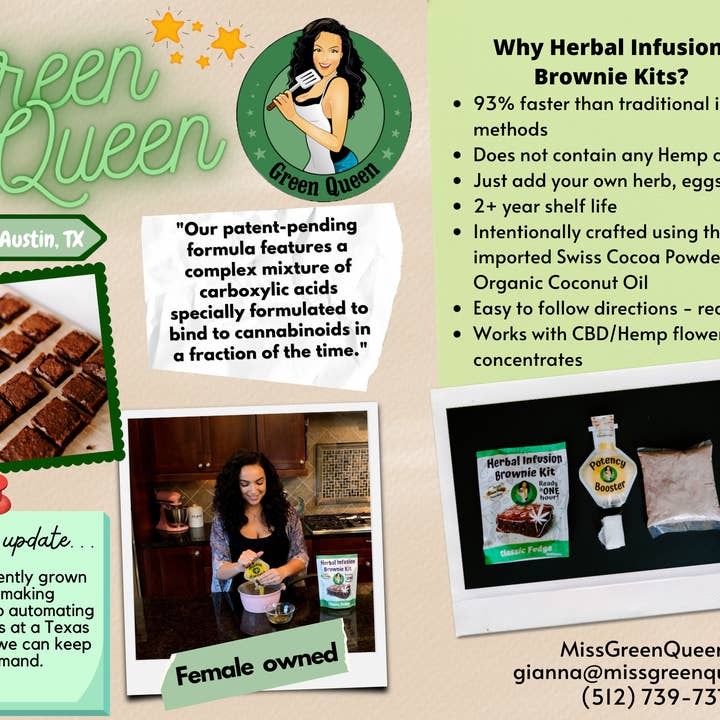 Green Queen - Venta al por mayor Kit de cocina - Comestibles de bricolaje: kit de brownie de infusión de hierbas (CAJA DE 24)