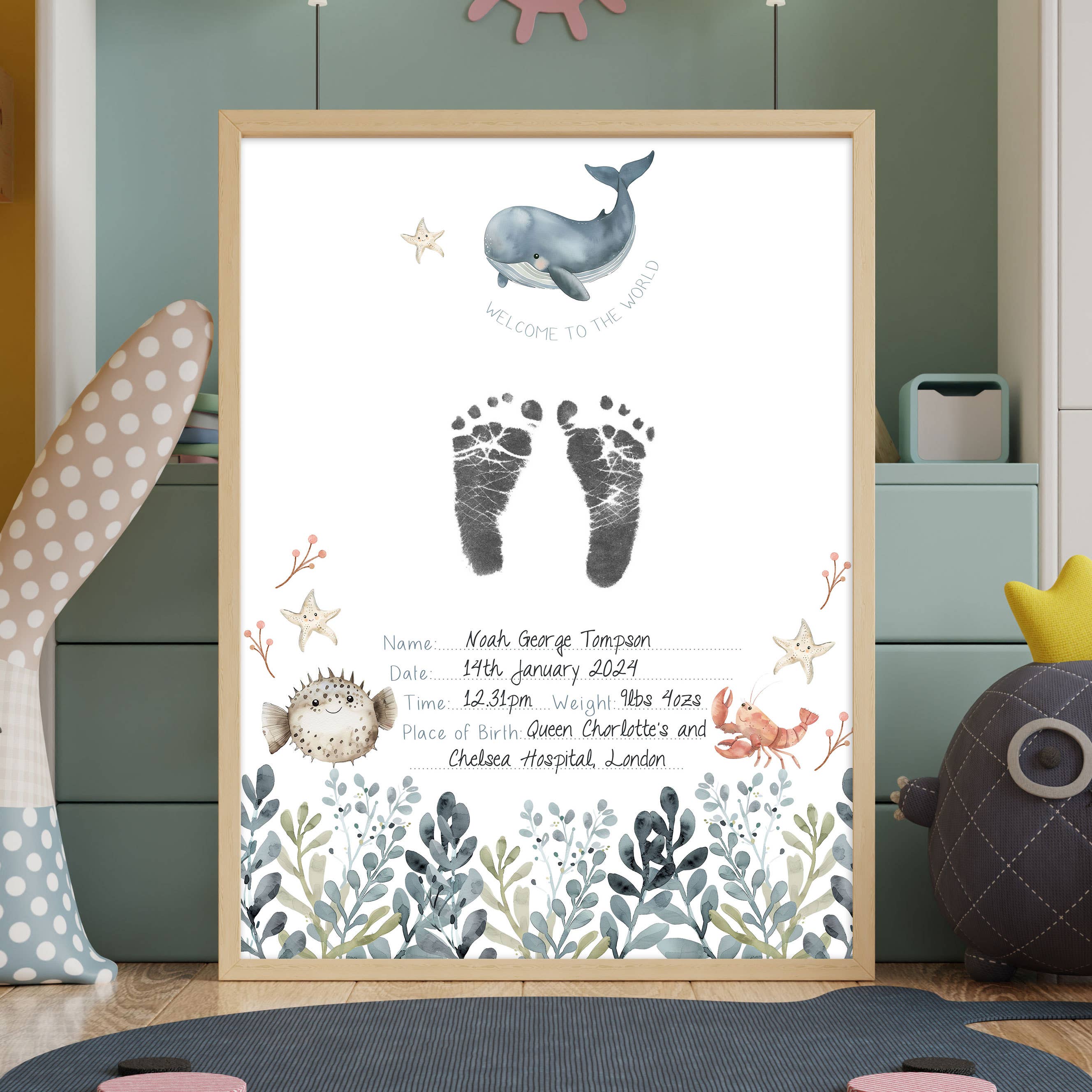 HELLO BOO – wholesale Hand & footprint kit – Child & baby – 'Sea Friends' Inkless Hand & Footprint Keepsake Certificate4