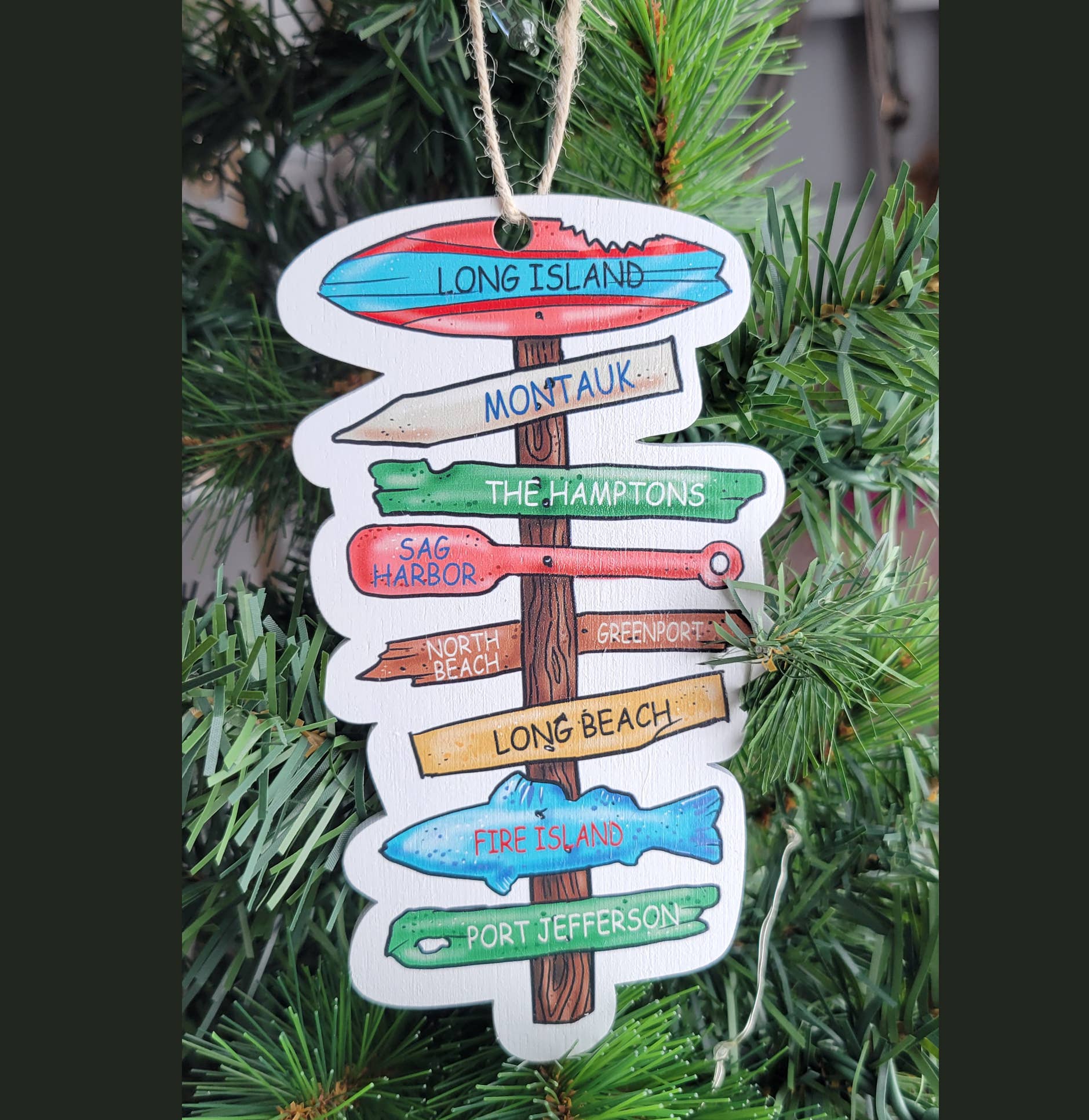 Map Mom - Wholesale Ornament - Wood Ornament- Driftwood Sign CUSTOM Locations4