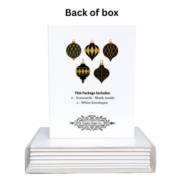 Cryptic Paper Co. - Wholesale Stationery/Notecard Set - Boxed Set of Art Deco Black & Gold Christmas Notecards2