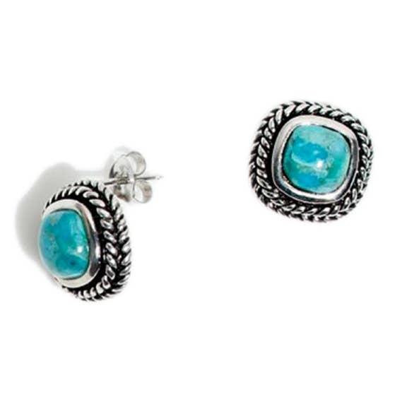 Brincos retorcidos em prata 925 e turquesa por atacado de LA GRANDE VITRINE