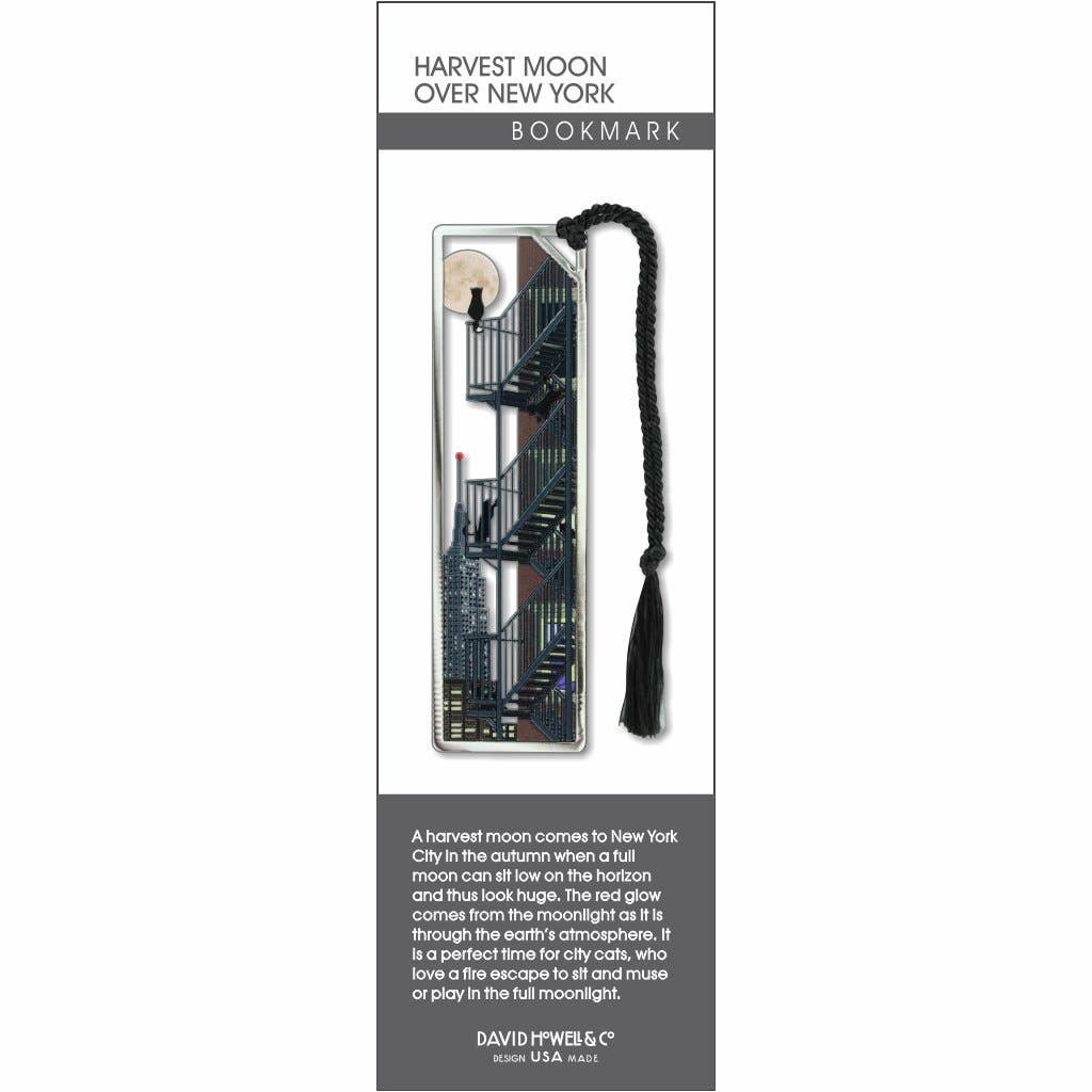 David Howell and Company - Wholesale Bookmark - Harvest Moon Over New York Metal Bookmark, MADE in USA1