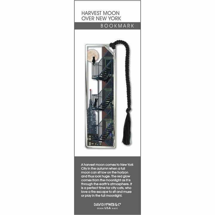 David Howell and Company - Wholesale Bookmark - Harvest Moon Over New York Metal Bookmark, MADE in USA1