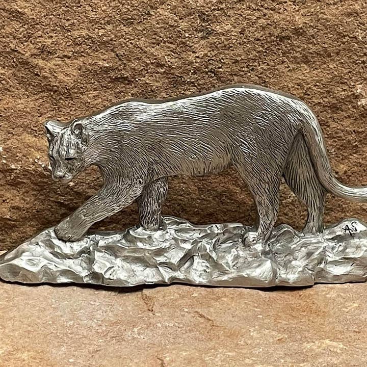 Mountain Lion, Cougar, Puma, Mountain Lion Pewter Figurine, Cat Figurine for wholesale by Schumann Sculpture