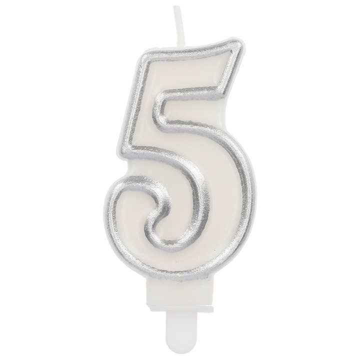 Candle Simply Chique Silver Number 5 - 9 cm for wholesale on Faire