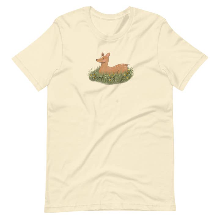Hjort i vilde blomster t-shirt for engroshandel hos Painted Peony Art