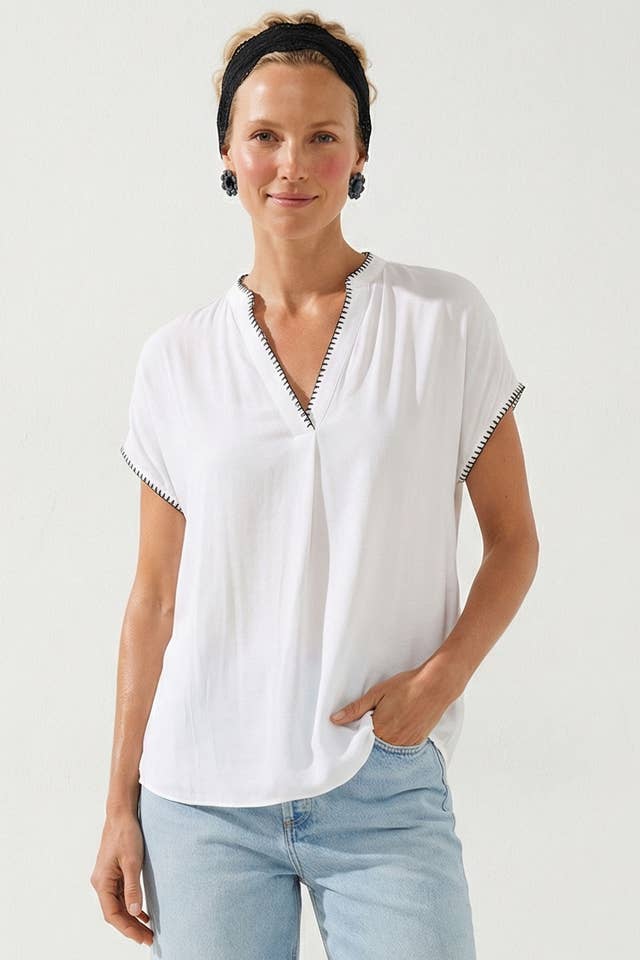 Naked Zebra - Vente Chemisier – femme - Blouse régulière à épaules tombantes avec surpiqûres.20