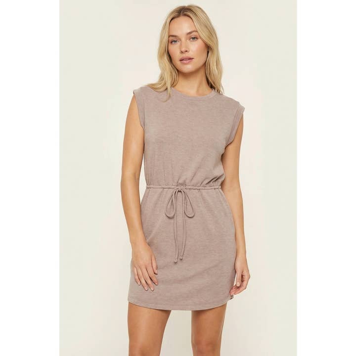 VESTIDO DE FELPA SÓLIDO COM CORDÃO NA CINTURA por atacado de STACCATO