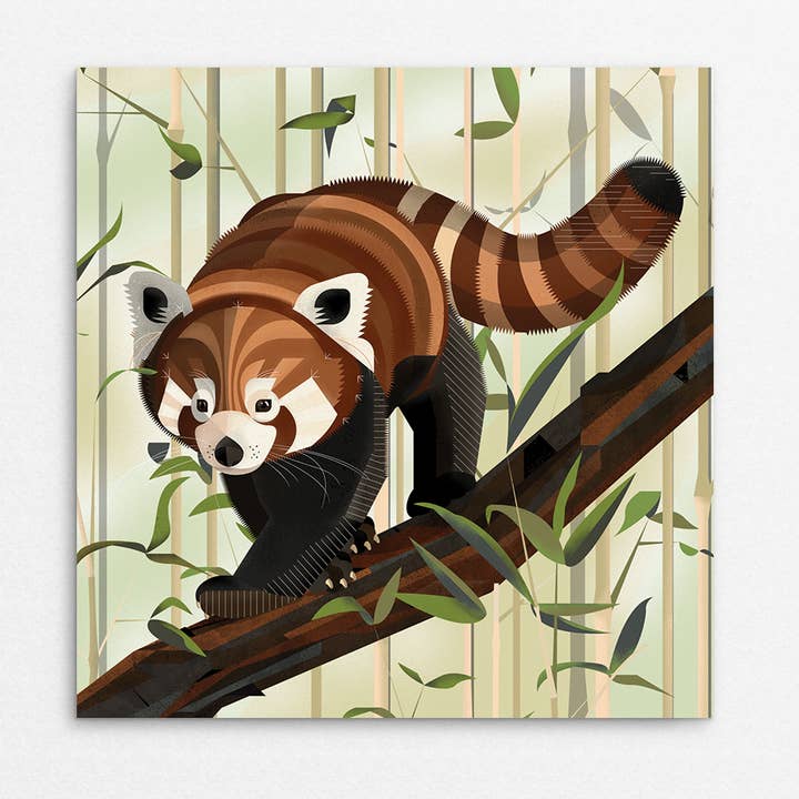 'Red Panda' Greetings card for wholesale by Rachel Hunt Illustration