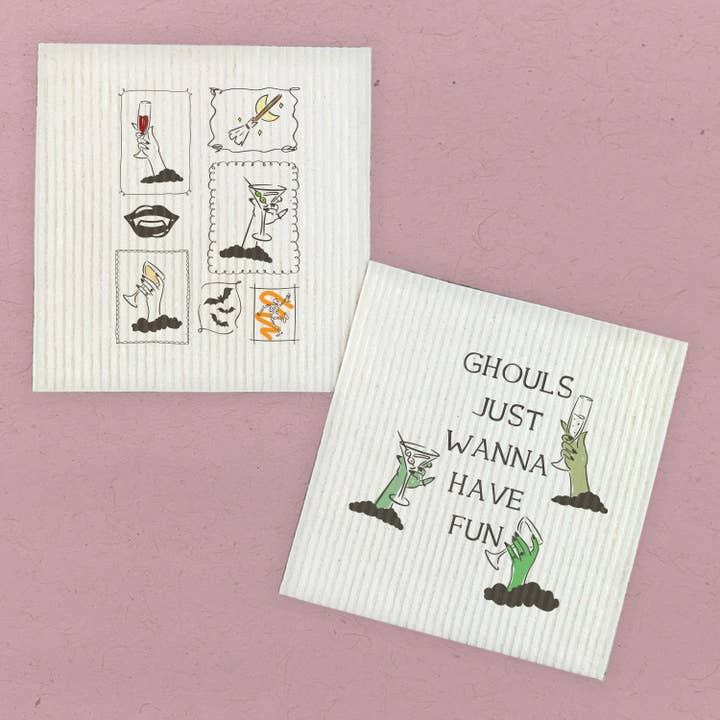 Ghouls Fun & Stamps - Halloween 2pk Swedish Dish Cloth for wholesale by Boheme Bliss