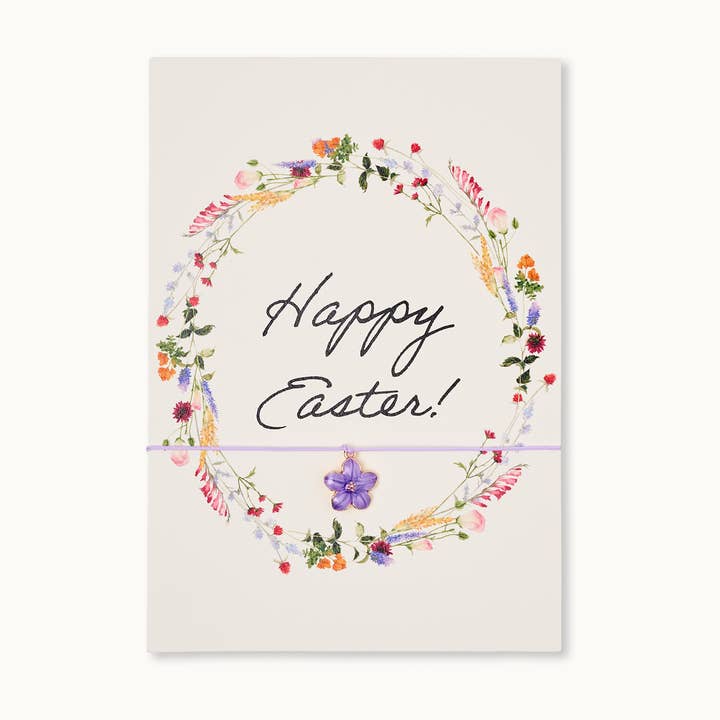 by Vivi. - Wholesale Easter Card - Bracelet Card: Happy Easter Flowers0